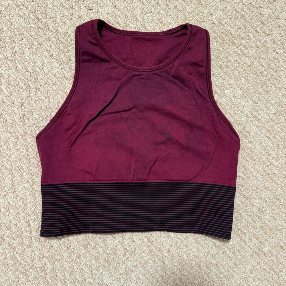 lululemon Burgundy & Black Ebb to Train Sports Bra